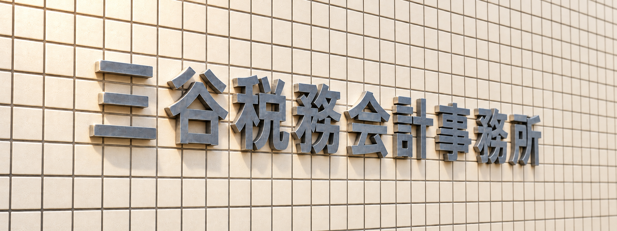 三谷税務会計事務所の看板（AIで角度と日差しを加工）